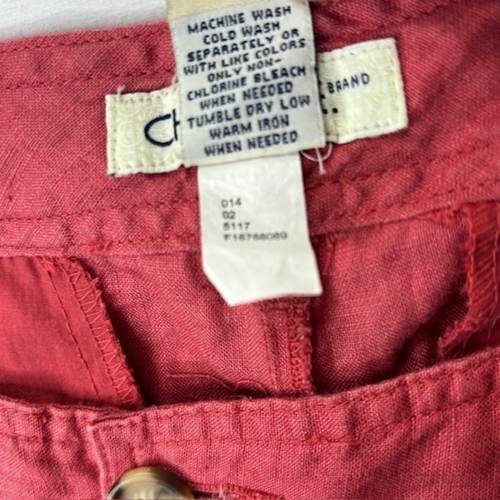 Cherokee Women's 100% Linen Cropped Pants Coral Pink Size 12 Wide Leg Pants - Picture 8 of 14